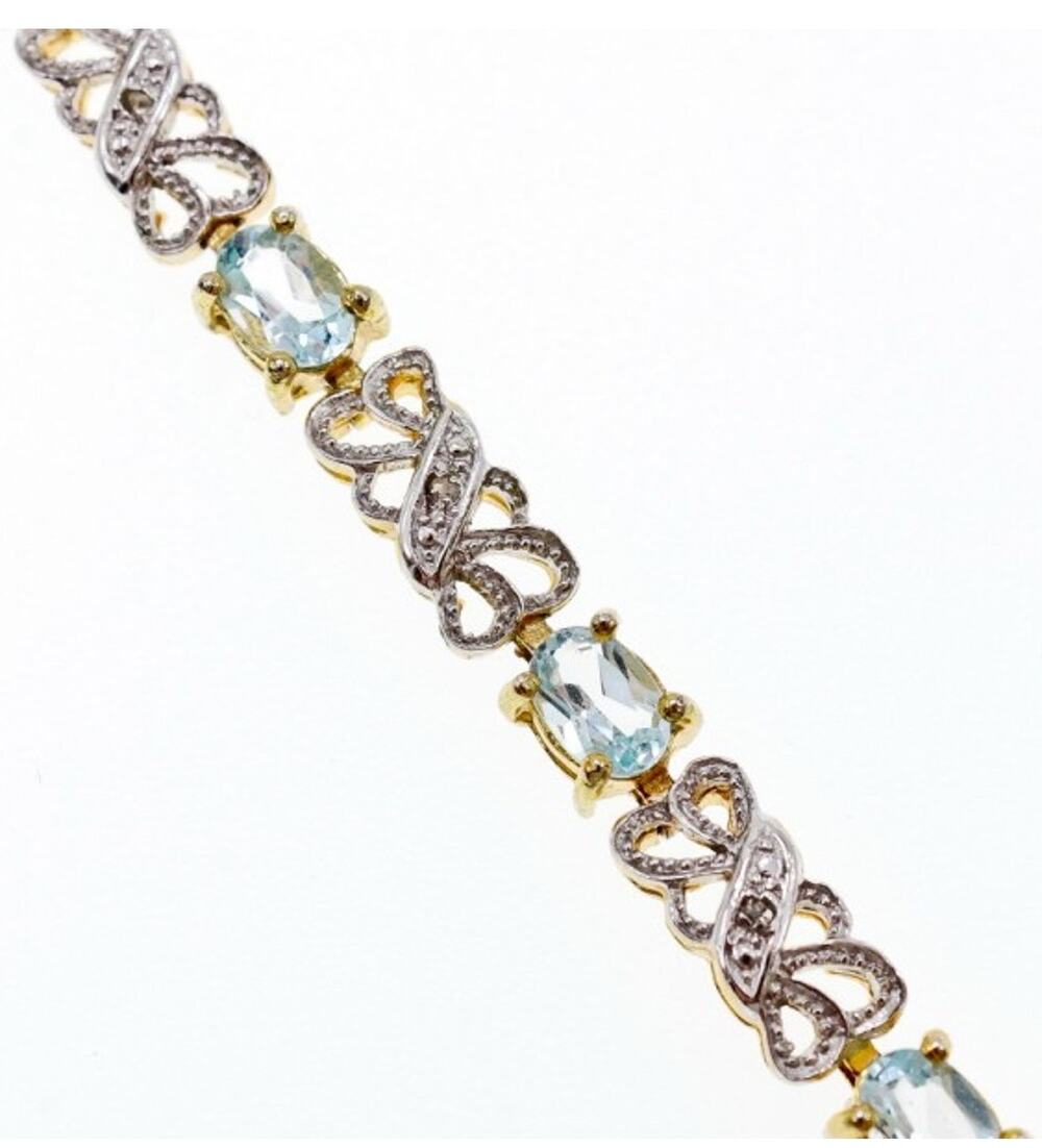 925 Sterling Silver Gold Plated Blue Spinel Bracelet